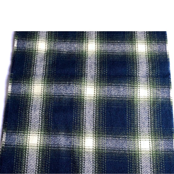 NEW OLD NAVY Plaid Neck Scarf Fringed Hems Blue Green 76” x 13” UNISEX - Picture 3 of 12